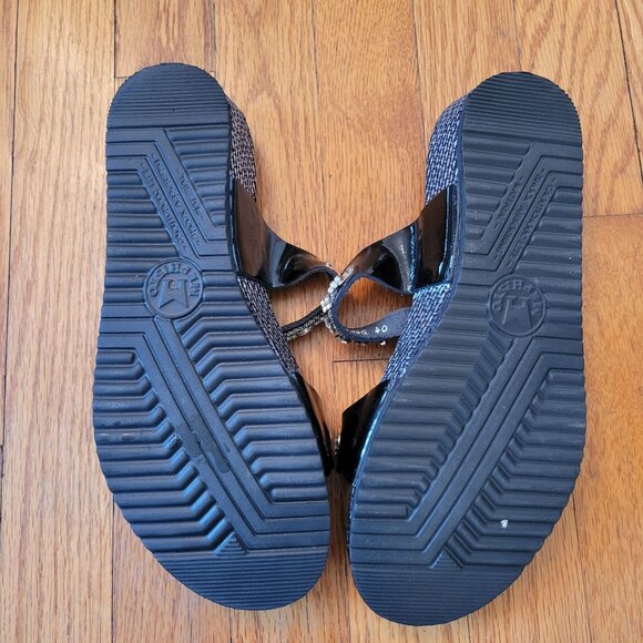 Mephisto 10 Rhinestone Black Patent Leather Strap Platform Sandals 40‎ AMBRE - Picture 3 of 10